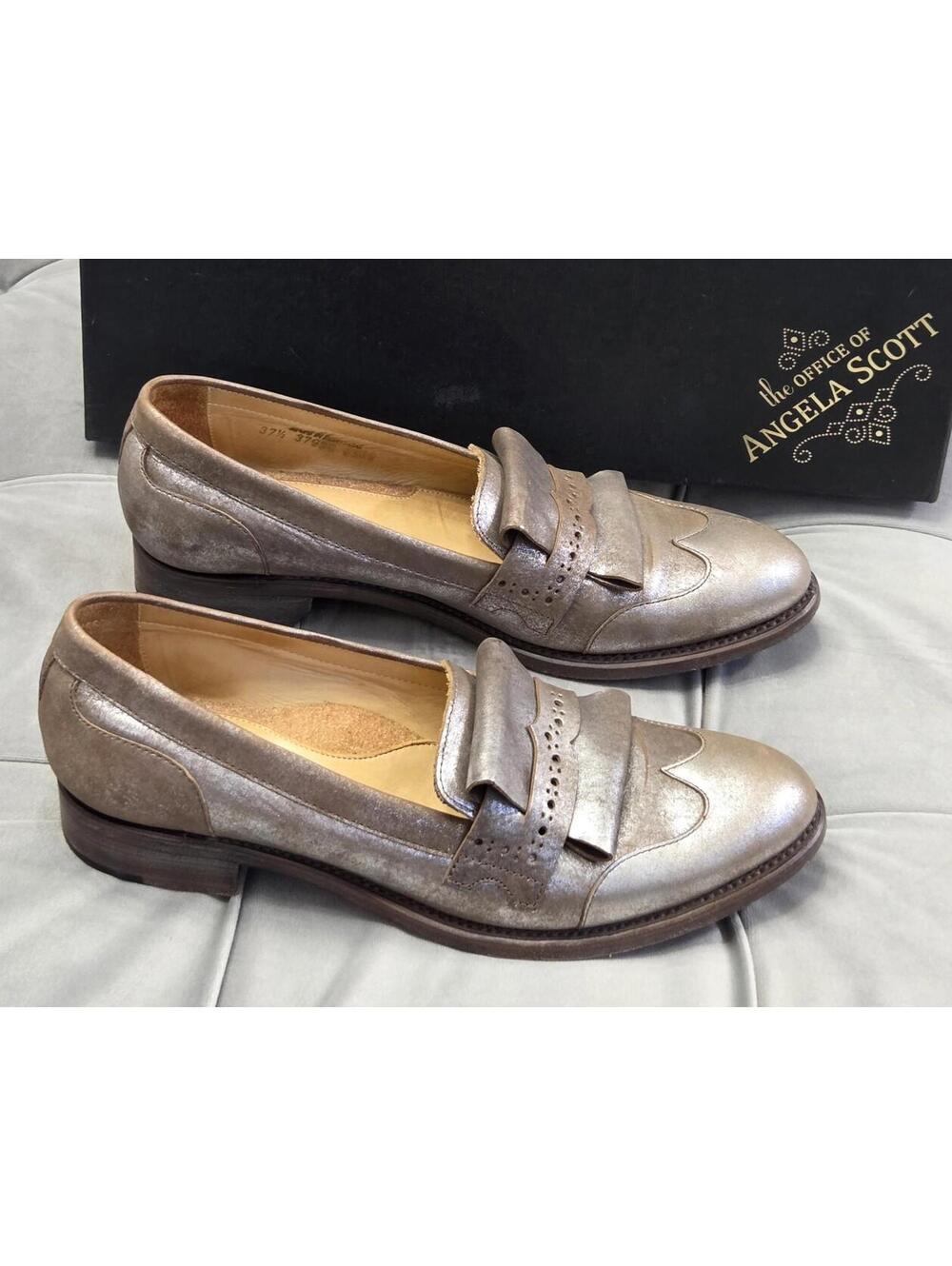 The Office Of Angela Scott Mr Dickey Metallic Brown Loafer Womens Shoes 37.5 7.5 - Picture 6 of 16